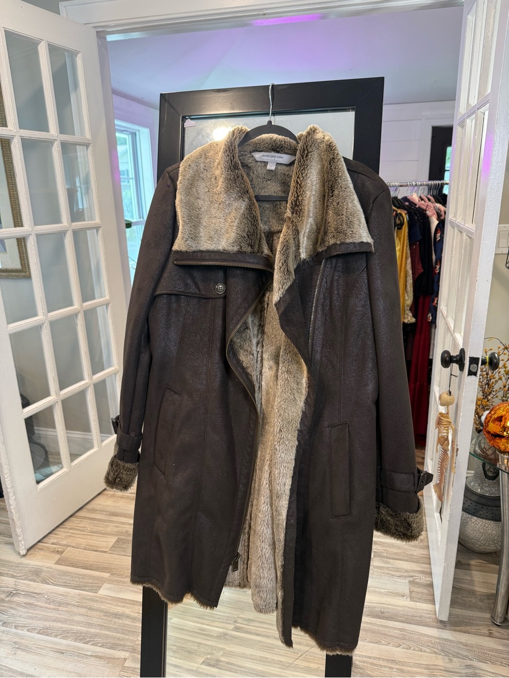 Andrew Marc Brown Leather Coat